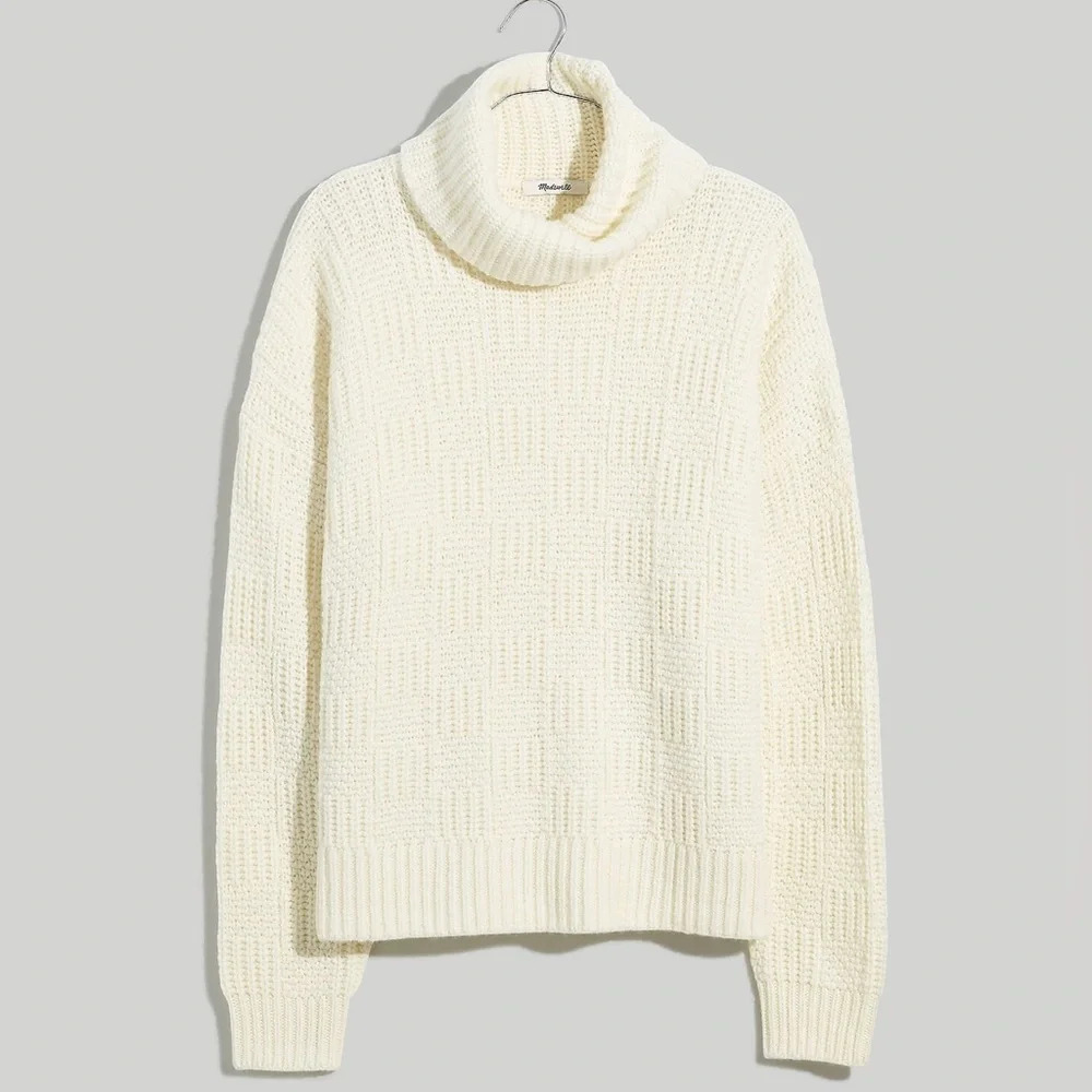 Madewell Turtleneck Wool Blend Cable Knit Sweater Size XS